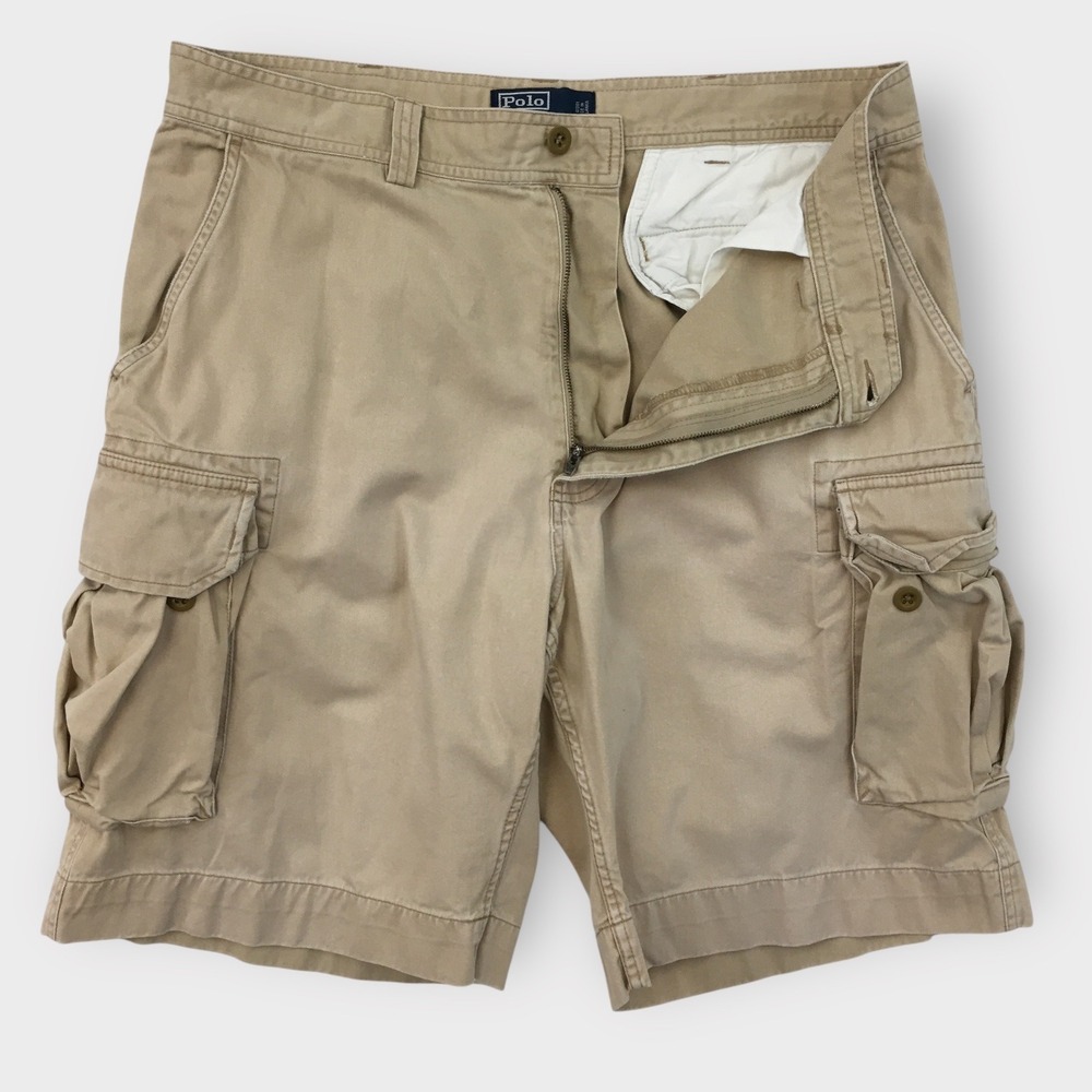 Vintage Polo Ralph Lauren Classic‎ Fit Chino Cotton Cargo Shorts Mens Size 36